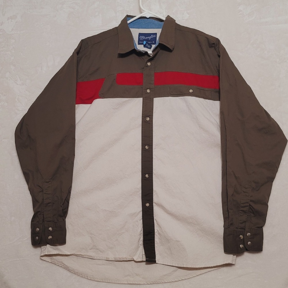 Wrangler Men's Shirt Size XL Metal Snap Casual Cowboy Long Sleeve Western